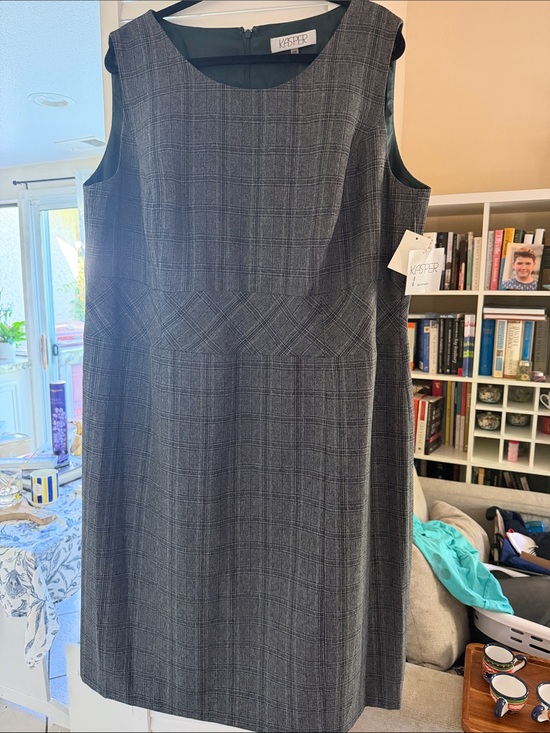 Kasper Dresses & Skirts - Kasper Women's Gray Plaid Midi Sheath Dress